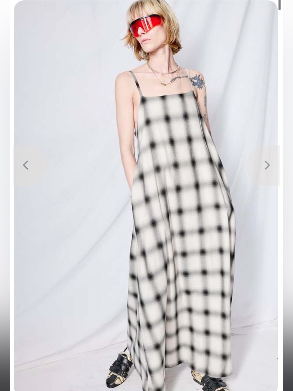 Assembly NY White Plaid Long Dress Size Small